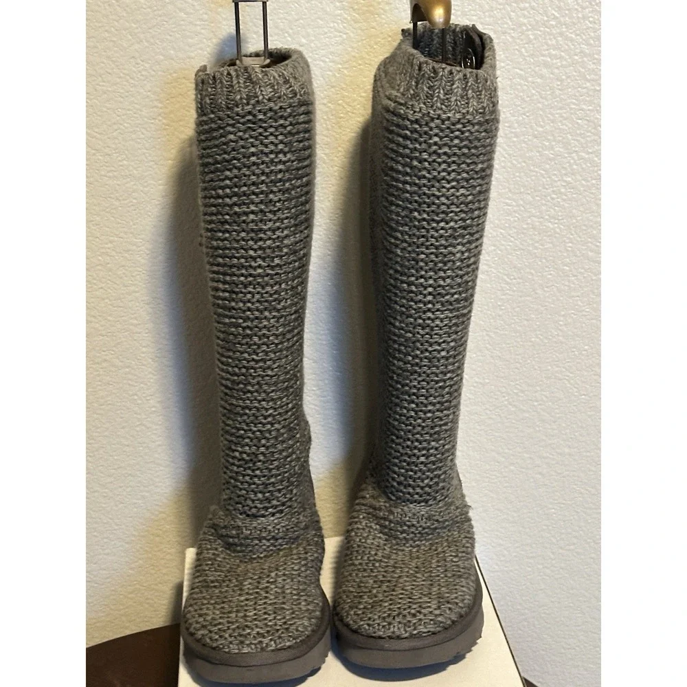 New‎ UGG Australia Purl Cardy Knit Winter Boots UGGPURE Womens's US 6 EU 37 Gray